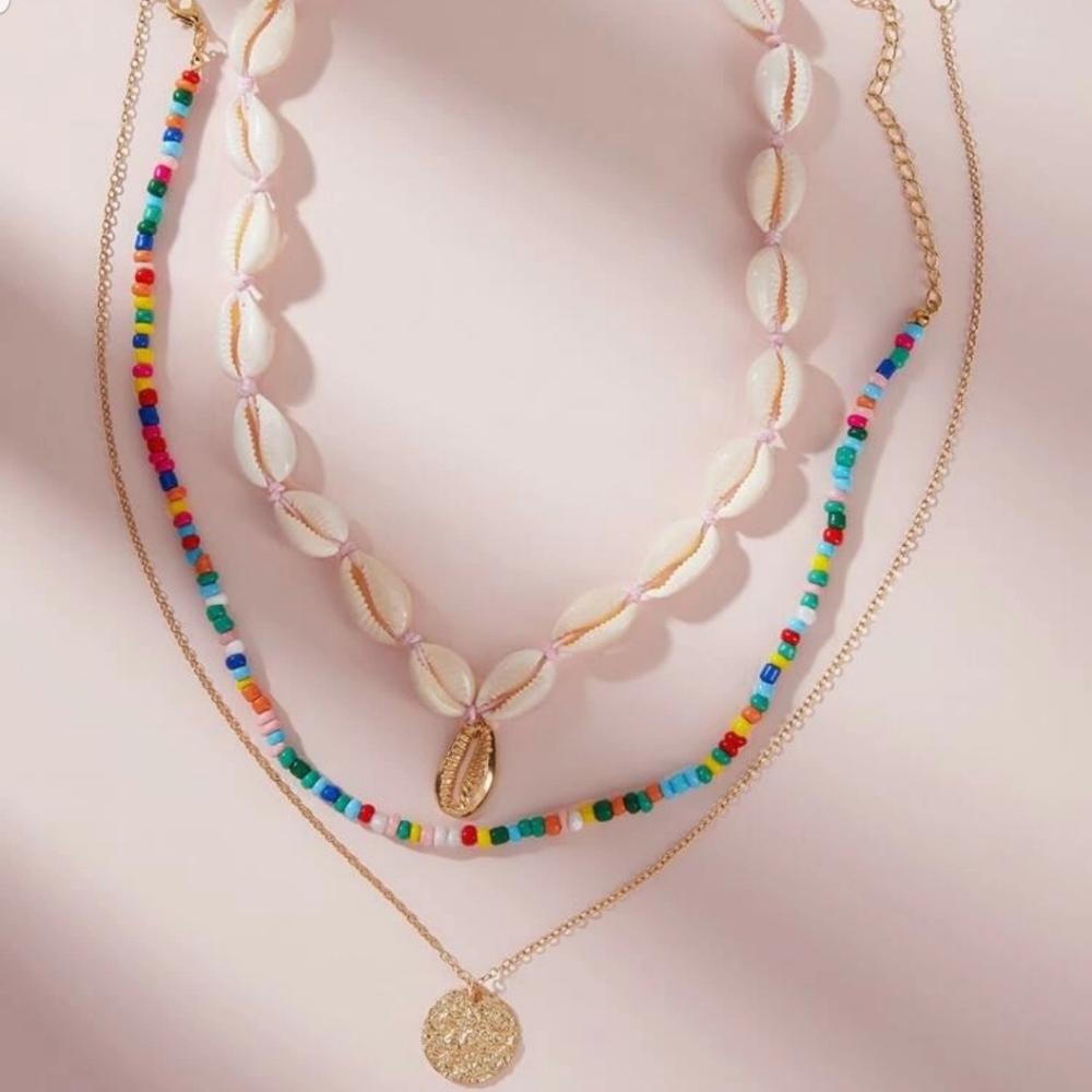 *Victoria* Puka Shell Layered Necklace - Picture 3 of 3